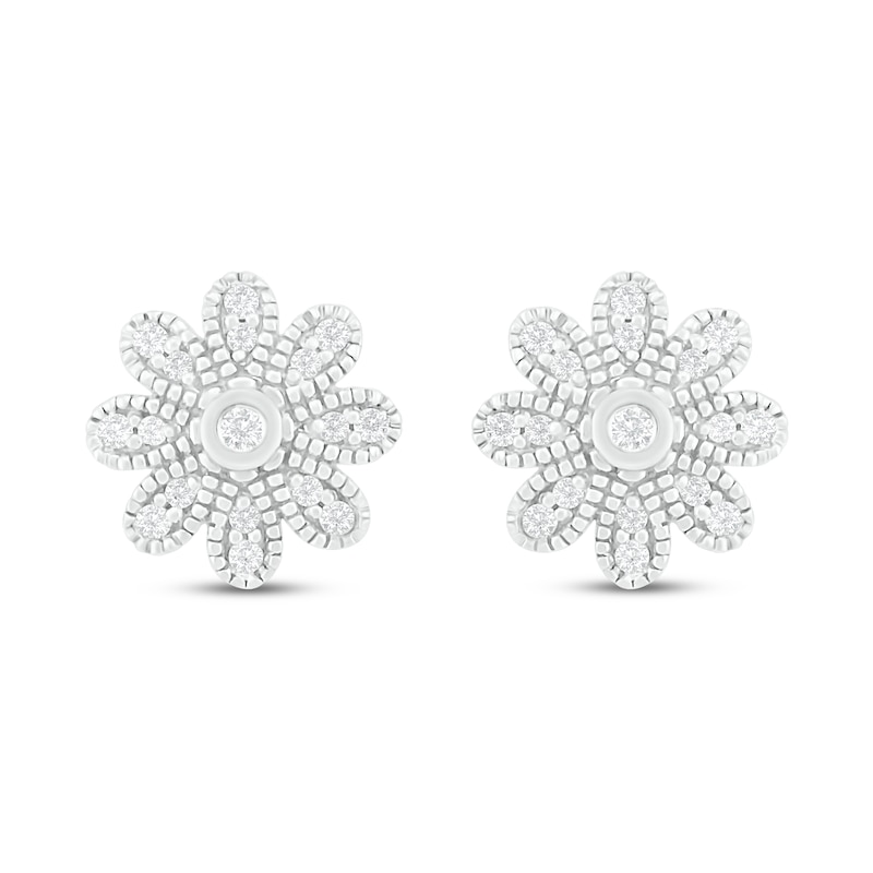 Diamond Flower Earrings 1/8 ct tw Round-cut Sterling Silver | Kay