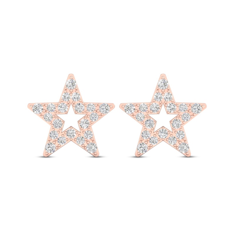 Diamond Star Stud Earrings 10K Rose Gold