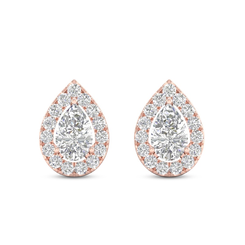 Main Image 3 of Diamond Pear Earrings 1/3 ct tw Pear & Round-Cut 10K Rose Gold