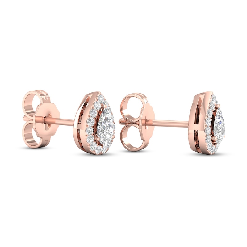 Main Image 4 of Diamond Pear Earrings 1/3 ct tw Pear & Round-Cut 10K Rose Gold