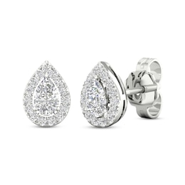 Diamond Pear Earrings 1/3 ct tw Pear & Round-Cut 10K White Gold