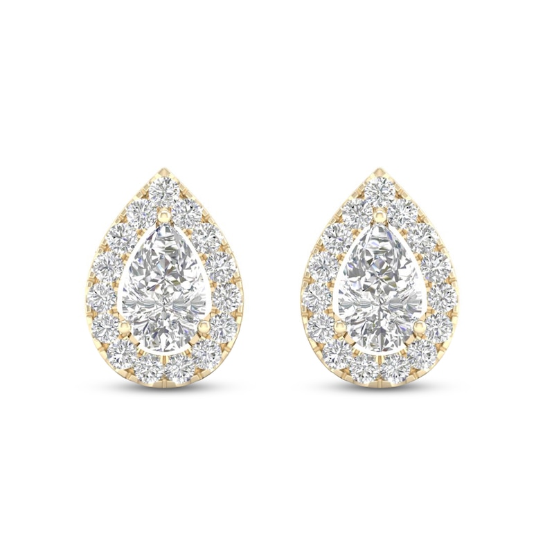 Main Image 3 of Diamond Pear Earrings 1/3 ct tw Pear & Round-Cut 10K Yellow Gold