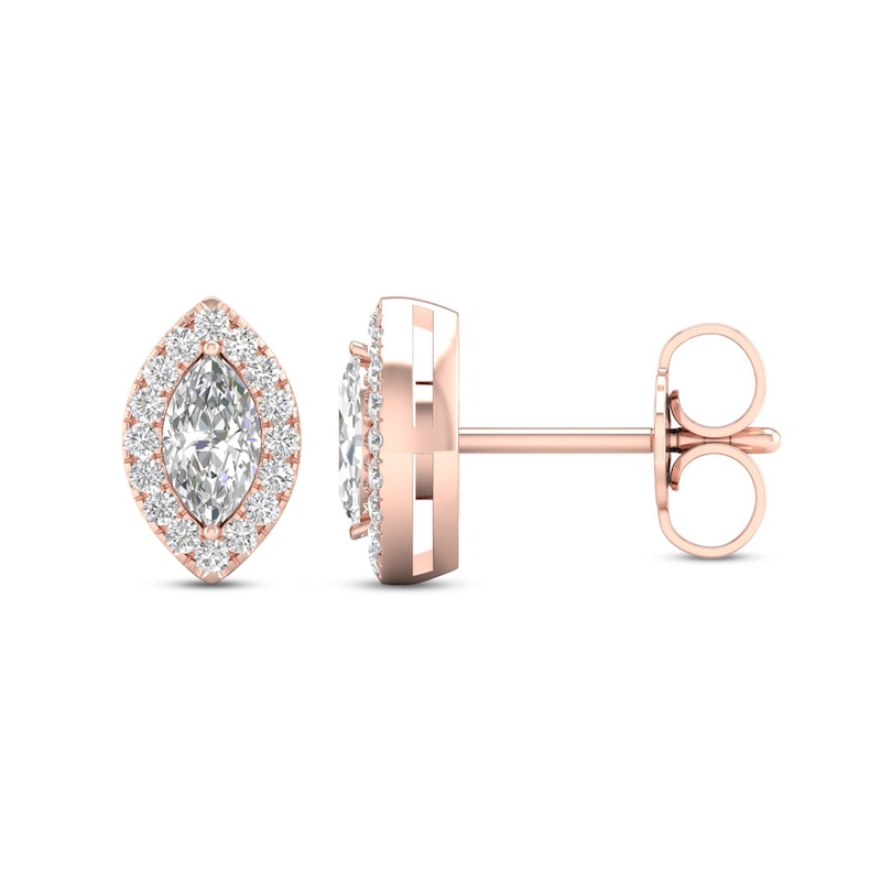 Main Image 2 of Diamond Earrings 1/3 ct tw Marquise & Round-Cut 10K Rose Gold