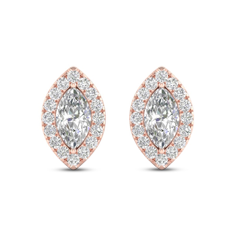 Main Image 3 of Diamond Earrings 1/3 ct tw Marquise & Round-Cut 10K Rose Gold