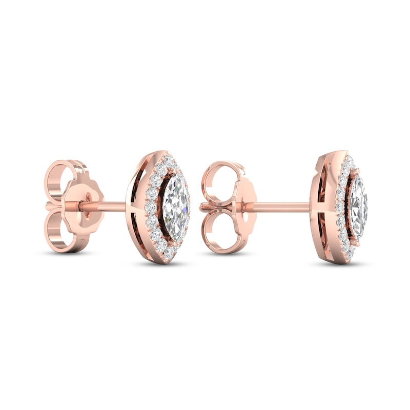 Main Image 4 of Diamond Earrings 1/3 ct tw Marquise & Round-Cut 10K Rose Gold