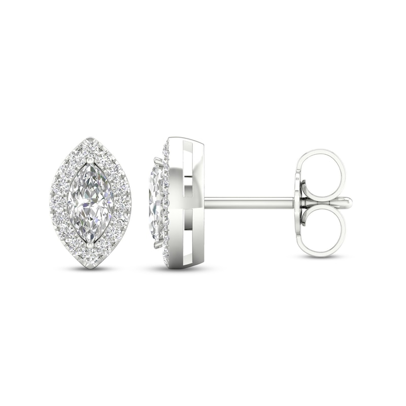 Main Image 2 of Diamond Earrings 1/3 ct tw Marquise/Round-Cut 10K White Gold