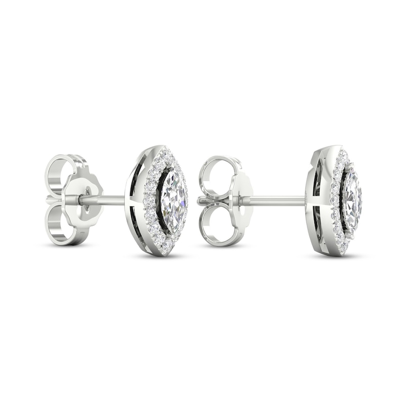 Main Image 4 of Diamond Earrings 1/3 ct tw Marquise/Round-Cut 10K White Gold