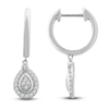 Thumbnail Image 1 of Diamond Hoop Earrings 1/5 ct tw Round-Cut 10K White Gold