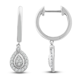 Diamond Hoop Earrings 1/5 ct tw Round-Cut 10K White Gold