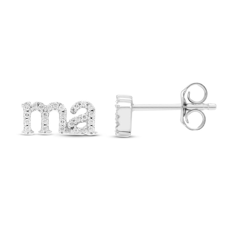 Diamond Ma-Ma Earrings 1/8 ct tw Round-Cut 10K Sterling Silver