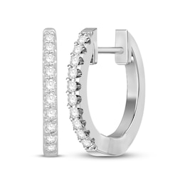 Diamond Hoop Earrings 1/6 ct tw 10K White Gold