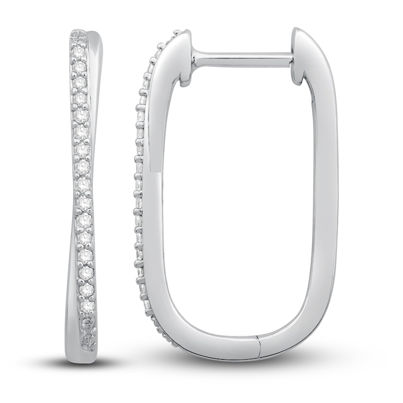 Main Image 1 of Diamond Hoop Earrings 1/10 ct tw Round-cut Sterling Silver