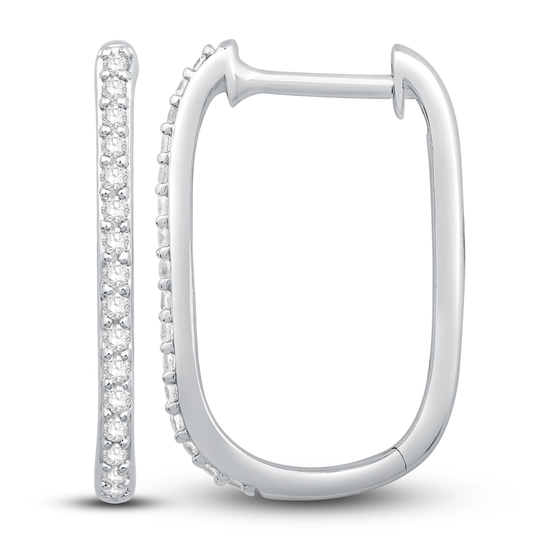 Main Image 2 of Diamond Hoop Earrings 1/10 ct tw Round-cut Sterling Silver