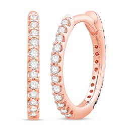 Black & White Reversible Diamond Hoop Earrings 1/4 ct tw Round-Cut 10K Rose Gold