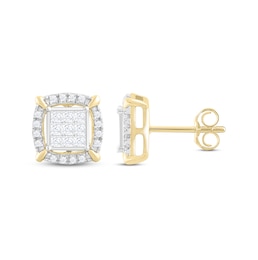 Diamond Earrings 1/2 ct tw Princess & Round-Cut 10K Yellow Gold