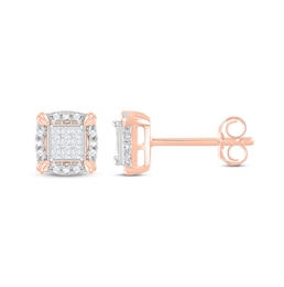 Diamond Earrings 1/5 ct tw Princess & Round-Cut 10K Rose Gold