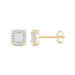 Diamond Earrings 1/5 ct tw Princess & Round-Cut 10K Yellow Gold