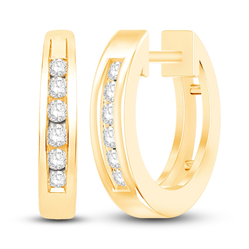 1/20 Ct. T.W. Diamond Huggie Hoop Earrings in 10K Gold