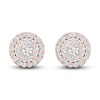 Thumbnail Image 1 of Diamond Halo Stud Earrings 1 ct tw Round-Cut 10K Rose Gold