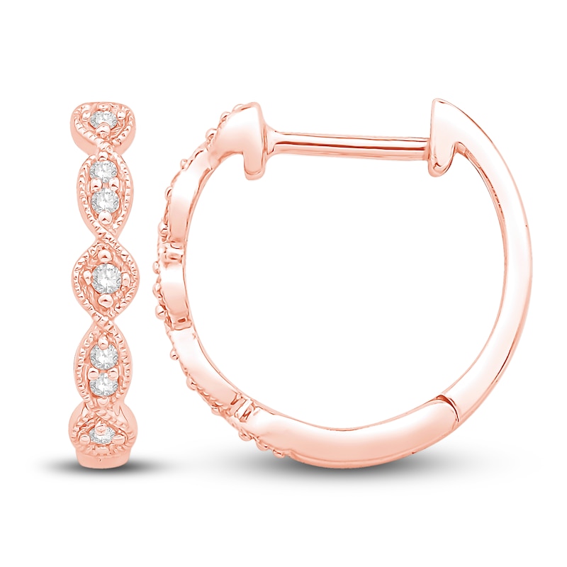 Diamond Twist Hoop Earrings 10K Rose Gold