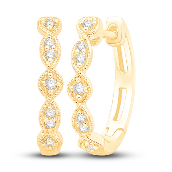 Diamond Twist Hoop Earrings 10K Yellow Gold