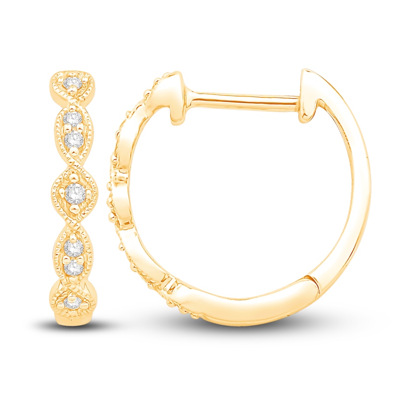 Main Image 2 of Diamond Twist Hoop Earrings 10K Yellow Gold