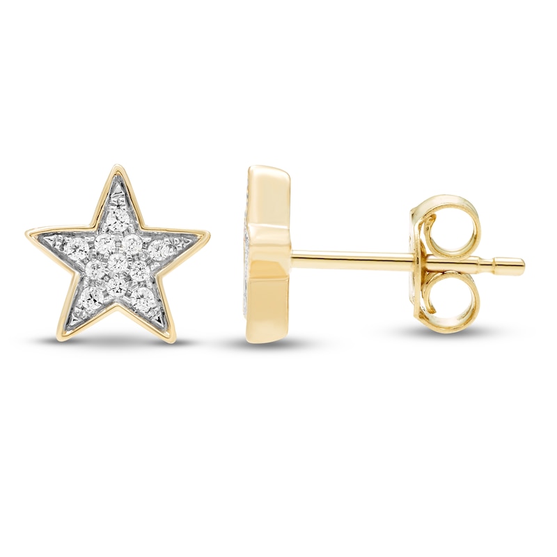 Main Image 2 of Diamond Star Stud Earrings 1/10 ct tw Round-cut 10K Yellow Gold