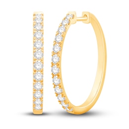 Diamond Hoop Earrings 1 ct tw Round-cut 10K Yellow Gold