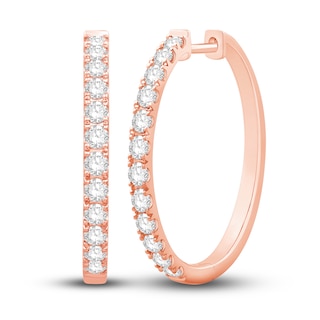 VRAI Pavé Hoops Round Brilliant Earrings | 14K Rose Gold