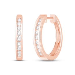 Diamond Hoop Earrings 1/4 ct tw Round-cut 10K Rose Gold