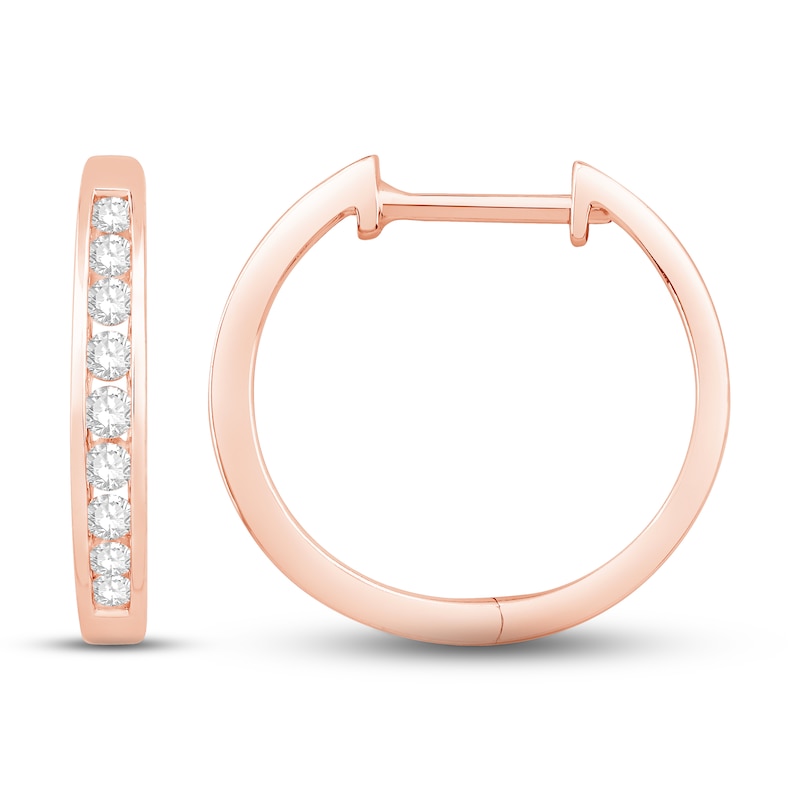 Diamond Hoop Earrings 1/4 ct tw Round-cut 10K Rose Gold