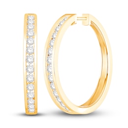 Diamond Hoop Earrings 1 ct tw Round-cut 10K Yellow Gold