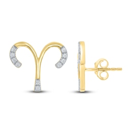 Diamond Aries Earrings 1/10 ct tw Round-cut 10K Yellow Gold