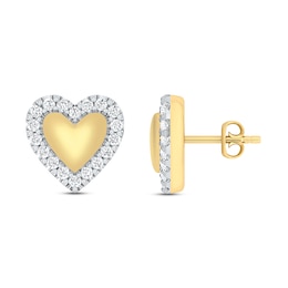 Diamond Heart Stud Earrings 1/5 ct tw Round-cut 10K Yellow Gold