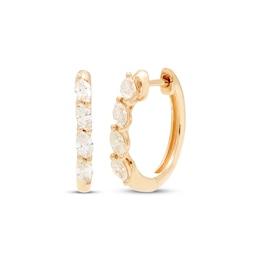 Diamond Huggie Hoop Earrings 1/3 ct tw Marquise-cut 10K Yellow Gold