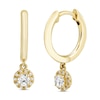 Thumbnail Image 1 of Diamond Dangle Huggie Drop Earrings 1/4 ct tw Round-cut 10K Yellow Gold