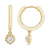 Thumbnail Image 2 of Diamond Dangle Huggie Drop Earrings 1/4 ct tw Round-cut 10K Yellow Gold