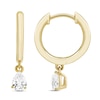 Thumbnail Image 2 of Diamond Dangle Huggie Drop Earrings 1/5 ct tw Pear-Shaped 10K Yellow Gold