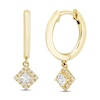 Thumbnail Image 1 of Diamond Dangle Huggie Drop Earrings 1/4 ct tw Princess & Round-cut 10K Yellow Gold