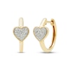 Thumbnail Image 1 of Diamond Heart Huggie Hoop Earrings 1/10 ct tw Round-cut 10K Yellow Gold