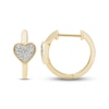 Thumbnail Image 2 of Diamond Heart Huggie Hoop Earrings 1/10 ct tw Round-cut 10K Yellow Gold