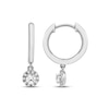 Thumbnail Image 2 of Diamond Huggie Drop Earrings 1/4 ct tw Round-cut Sterling Silver