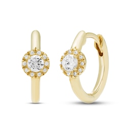 Diamond Huggie Hoop Earrings 1/4 ct tw Round-cut 10K Yellow Gold