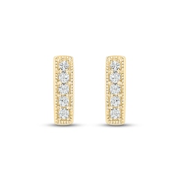 Diamond Bar Stud Earrings 1/15 ct tw Round-cut 10K Yellow Gold