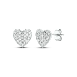 Diamond Heart Stud Earrings 1/8 ct tw 10K White Gold