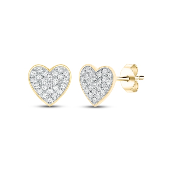 Diamond Heart Stud Earrings 1/8 ct tw 10K Yellow Gold