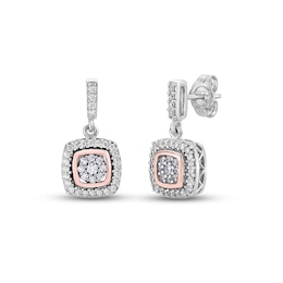 Diamond Dangle Earrings 1/3 ct tw Round-cut 10K Two-Tone Gold