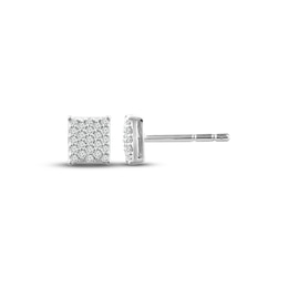 Multi-Diamond Square Stud Earrings 1/5 ct tw Round-cut 10K White Gold