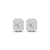 Thumbnail Image 2 of Diamond Stud Earrings 3 ct tw Emerald & Round-cut 14K White Gold