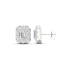 Thumbnail Image 3 of Diamond Stud Earrings 3 ct tw Emerald & Round-cut 14K White Gold